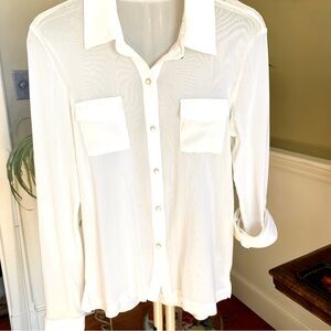 White Sheer Button-Up Blouse
